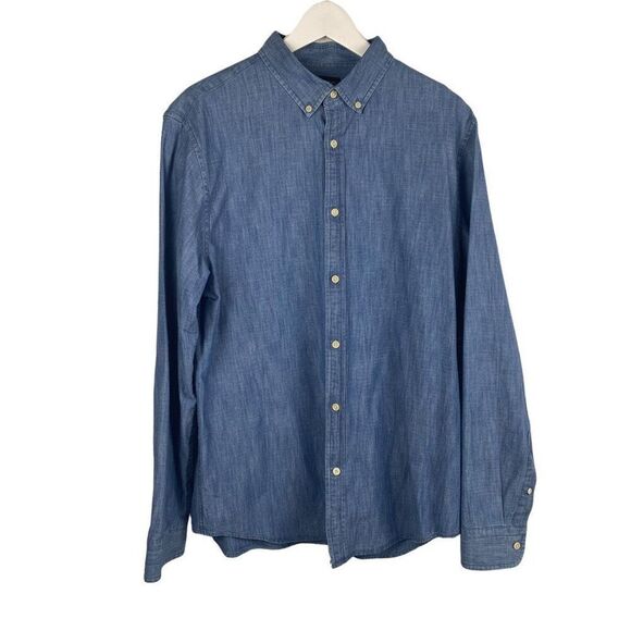 Banana Republic Men's Slim Fit Chambray Button Front Shirt size Large - Picture 1 of 7